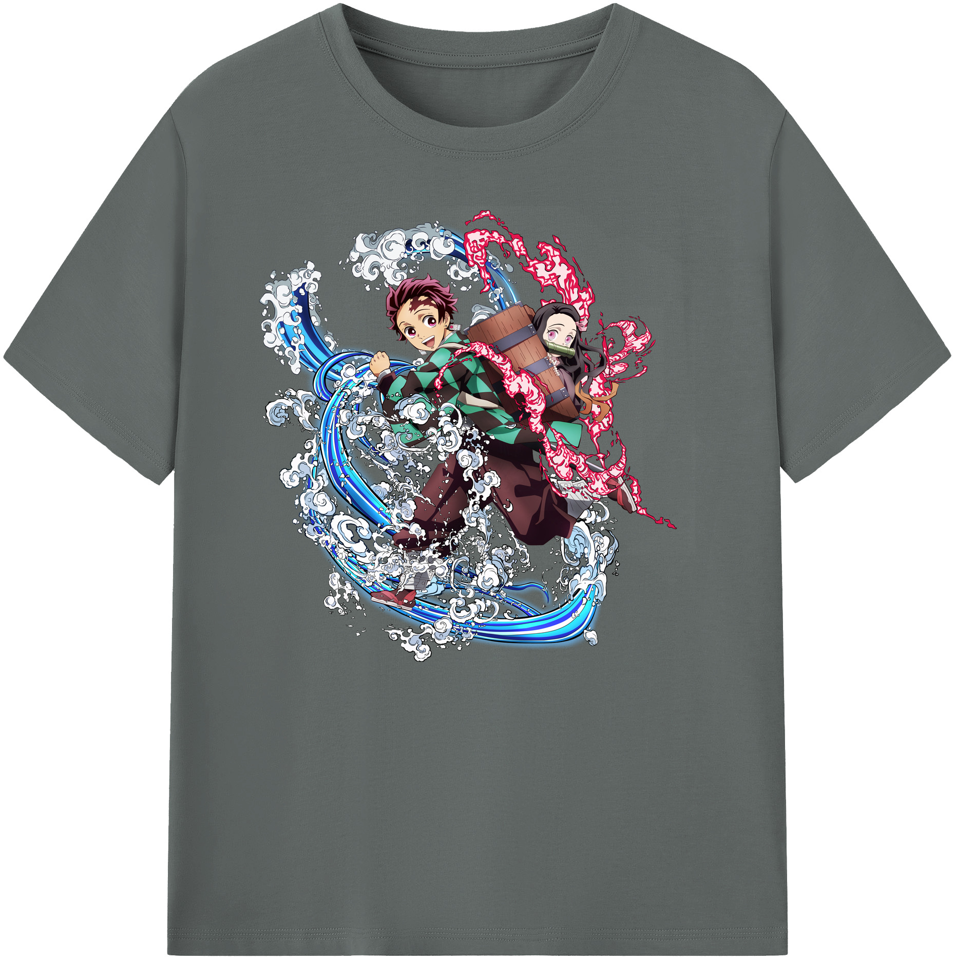 （画像用） 鬼滅の刃（きめつのやいば）竈門 禰󠄀豆子／かまど ねずこ Kamado Nezuko 綿100％ メンズ半袖Tシャツ｜肌触りやわらか＆通気性